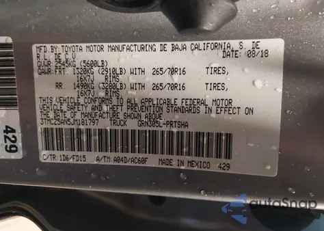 2018 Toyota Tacoma Trd Off Road z USA, uszkodzony, nr VIN 3TMCZ5AN5JM181797